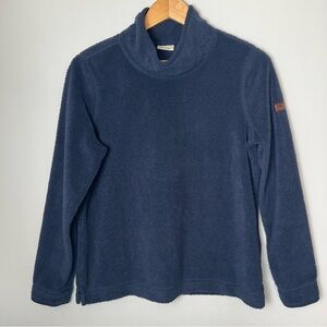 L.L Bean Women’s Cozy Cottage Funnel Neck Fleece Long Sleeve Pullover Blue Med